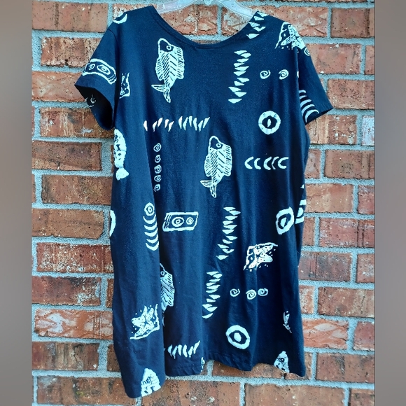 BLUE SHARK Fish Print Shift Tunic Dress EUC - Picture 5 of 12